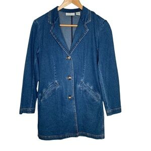 Orvis Womens Long Denim Blazer size 4P Blue VTG? casual